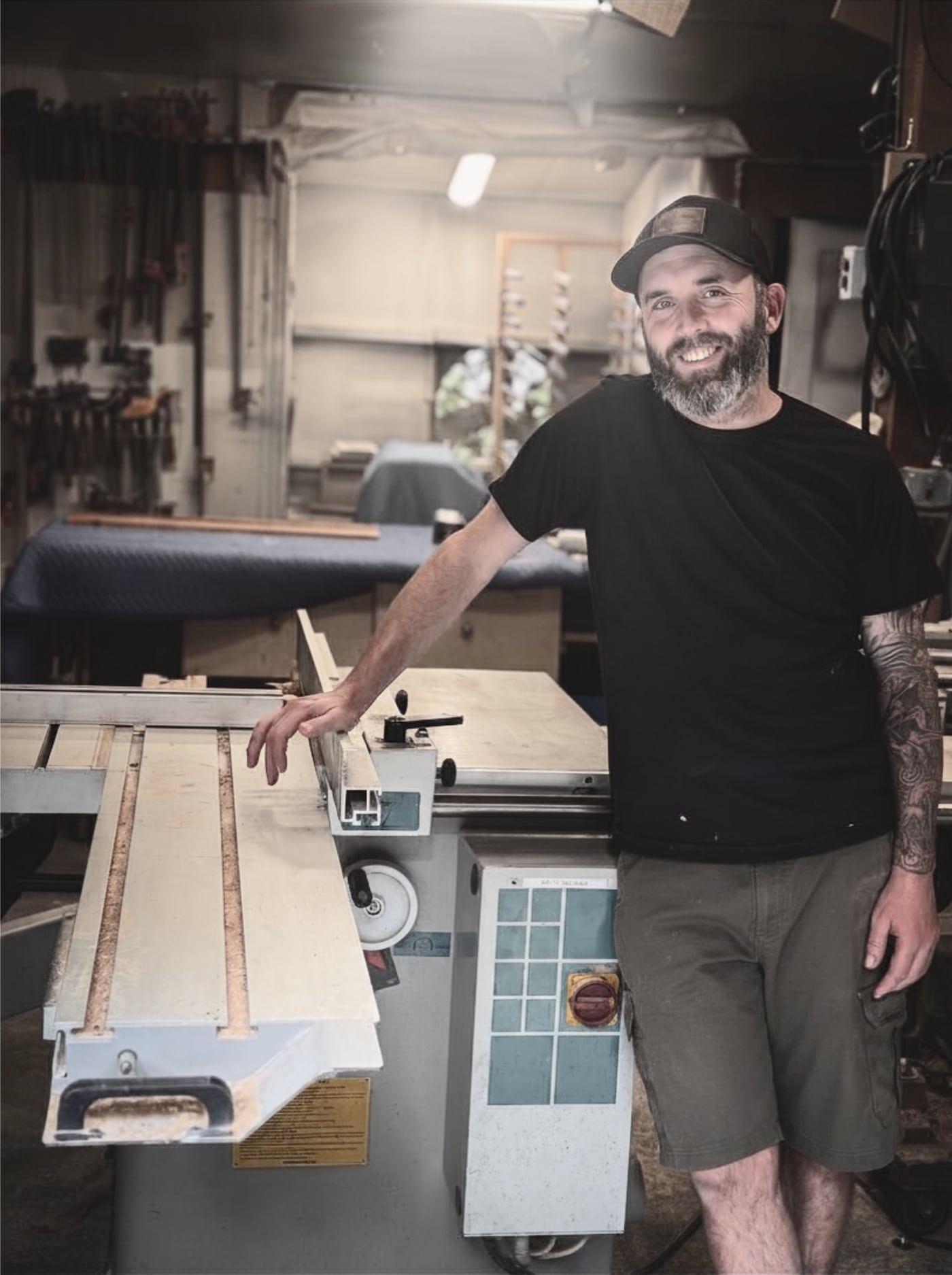 James Berry, owner of Spline & Gable Woodworking, in his Sooke shop